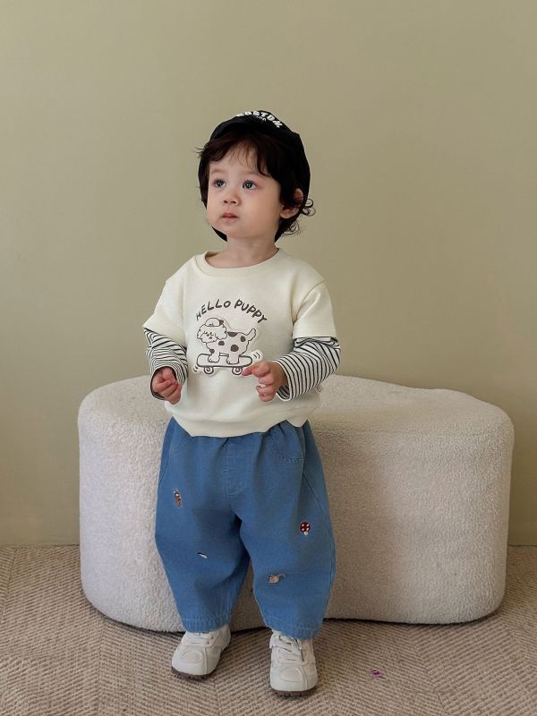 假兩件立體狗狗百搭造型上衣 