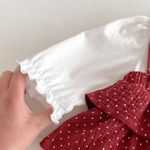 假兩件吊帶點點包屁衣 