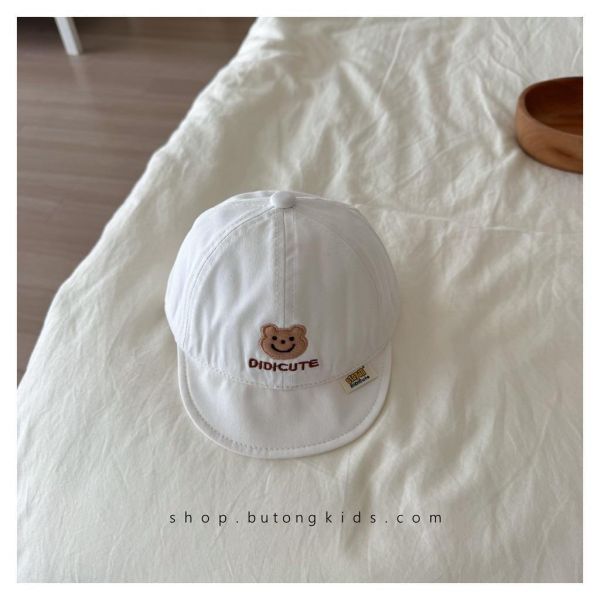 小熊刺繡素色軟帽沿棒球帽 