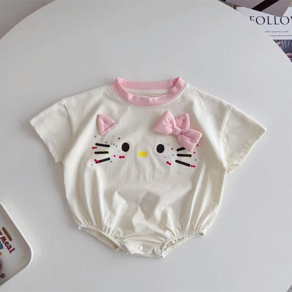 可愛貓咪印花寬鬆包屁衣 