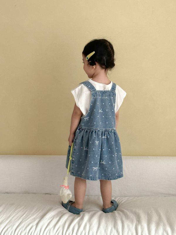 男女童狗狗/蝴蝶結牛仔吊帶褲/吊帶裙 