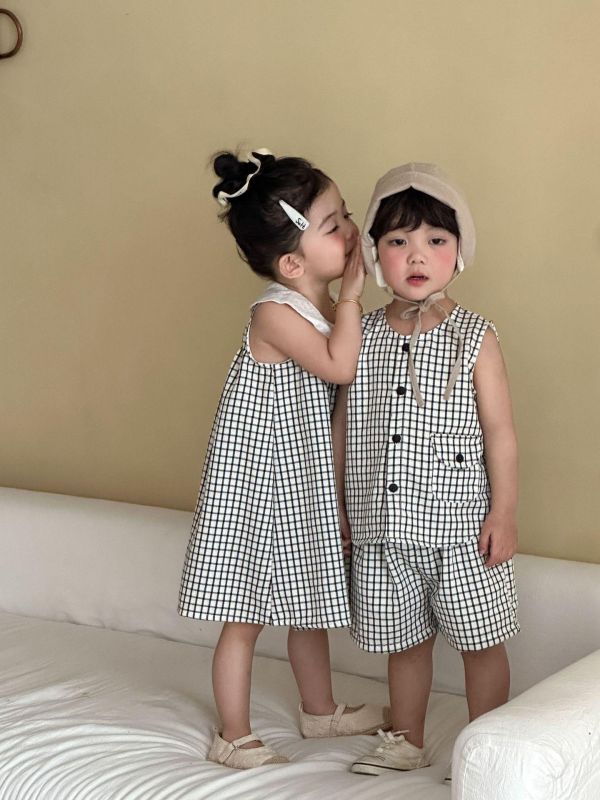 男女童格紋兩件式套裝/洋裝 
