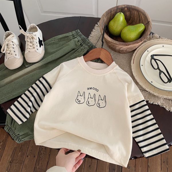 日系狗狗假兩件薄上衣 