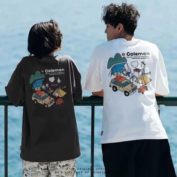 親子裝露營狗狗插畫T恤上衣(2色) 