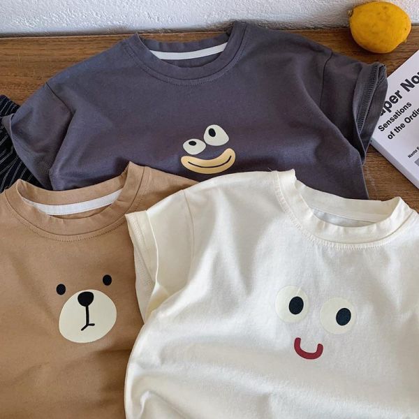 可愛表情印花素色上衣 