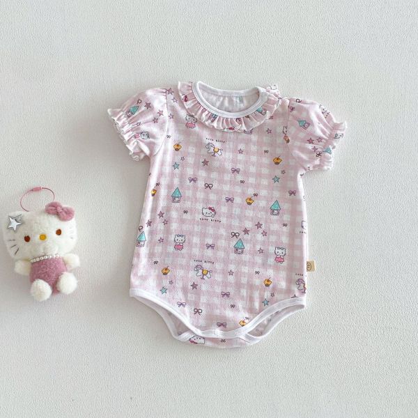 超萌花邊圓領可愛印花彈力包屁衣 