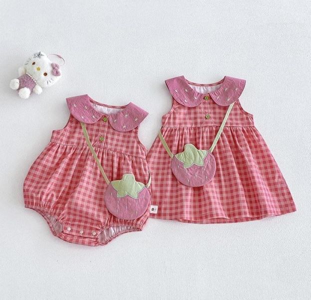 娃娃領格紋包屁衣/洋裝(附番茄包) 