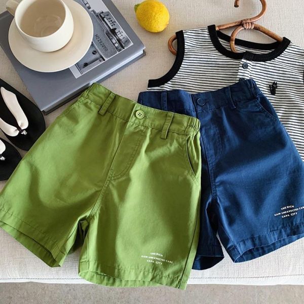 簡約字母素色休閒五分短褲 