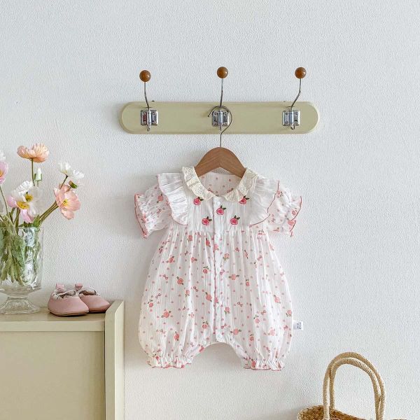 可愛甜美小花開釦短袖/長袖連身裝 