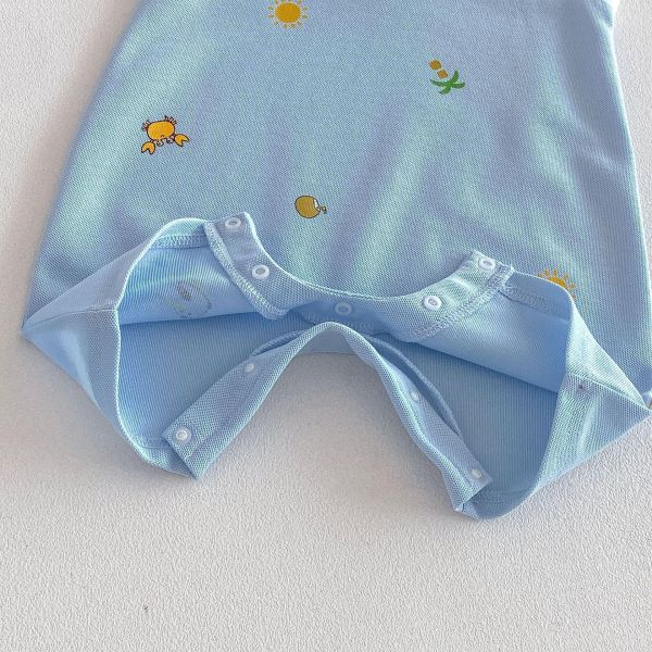 Polo翻領可愛印花雙釦連身裝 