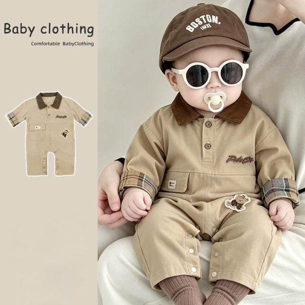 秋季巴恩風翻領工裝連身服 