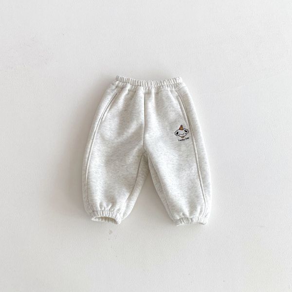 生日帽小狗刺繡加絨束口長褲 