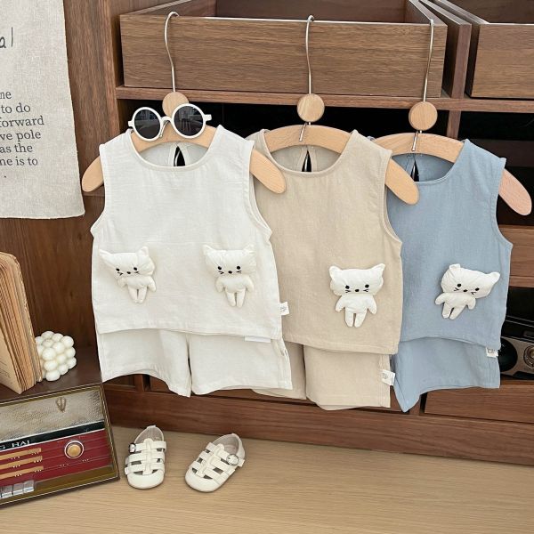立體可愛貓咪娃娃背心套裝 