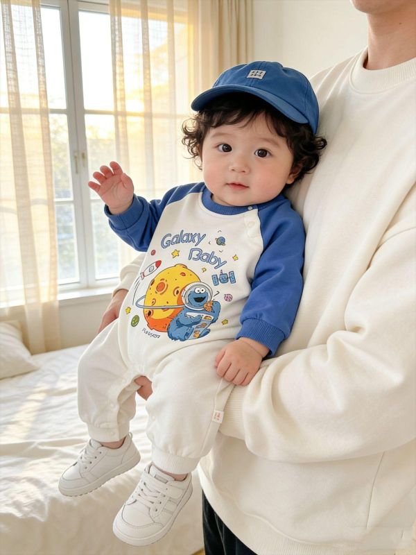 可愛Elmo印花拼袖連身裝(3色) 