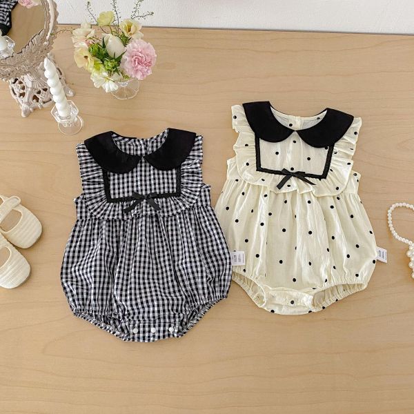 娃娃方領點點/格紋甜美包屁衣 
