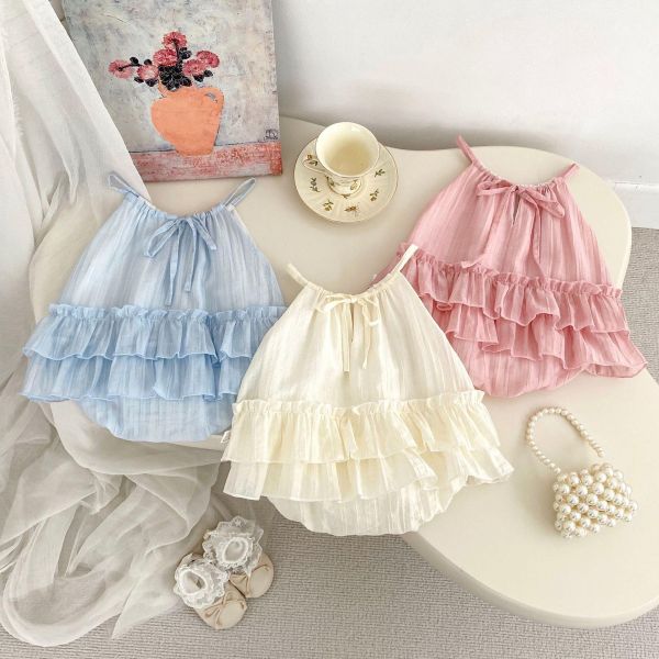 甜美糖果色細肩蛋糕包屁裙 