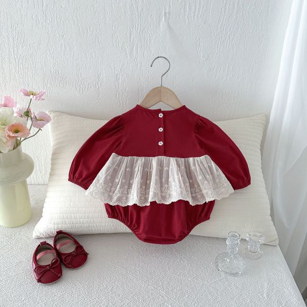 假兩件吊帶蕾絲包屁裙 