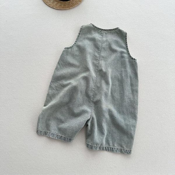 背心式牛仔五分褲連身裝 