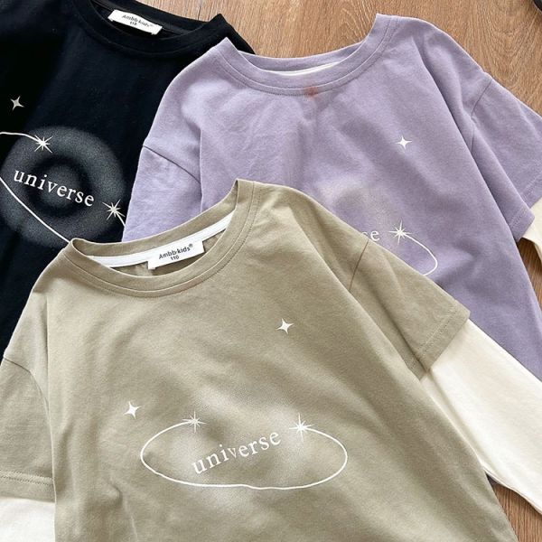 假兩件式星球印花上衣 