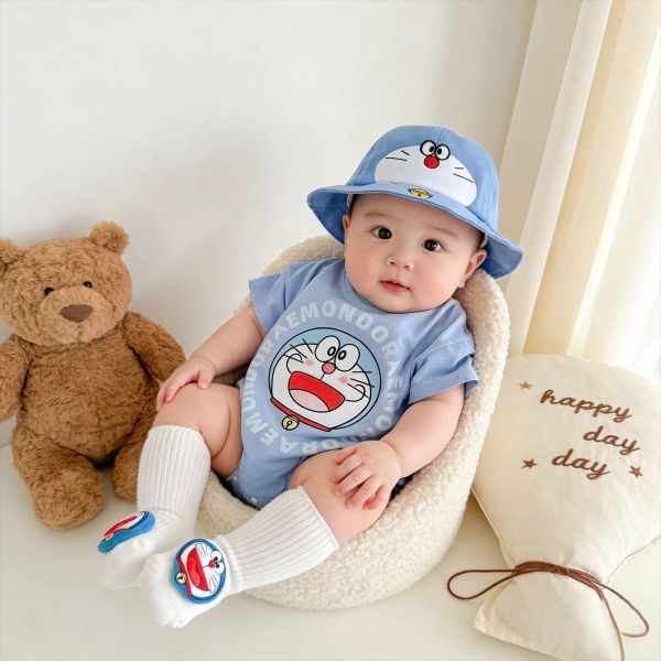 小叮噹可愛印花包屁衣(含襪) 