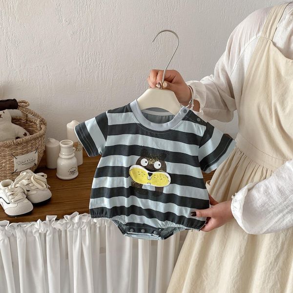 可愛松鼠印花條紋包屁衣 