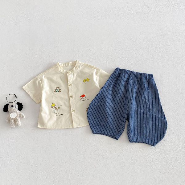 韓版豎條紋寬鬆燈籠休閒褲 