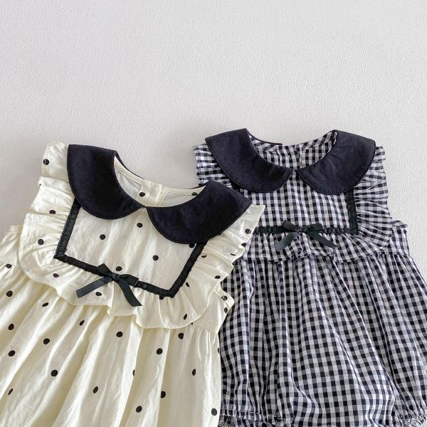 娃娃方領點點/格紋甜美包屁衣 
