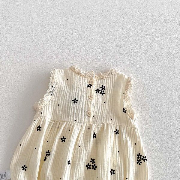 抓皺棉立體小花後開釦包屁衣 