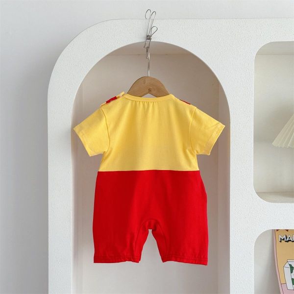 假兩件薯條印花吊帶連身裝+襪 