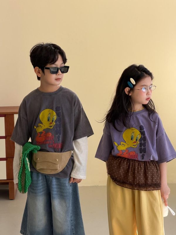 可愛刷舊崔弟印花寬鬆上衣 