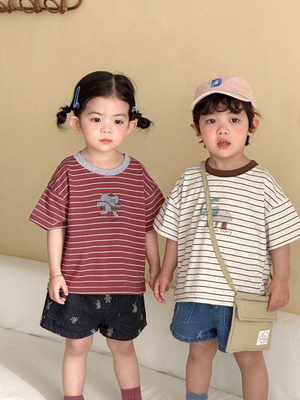 大象印花條紋寬鬆上衣 