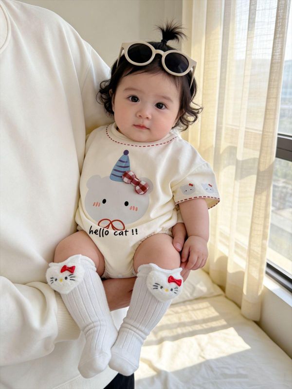 生日帽小熊可愛連袖包屁衣 