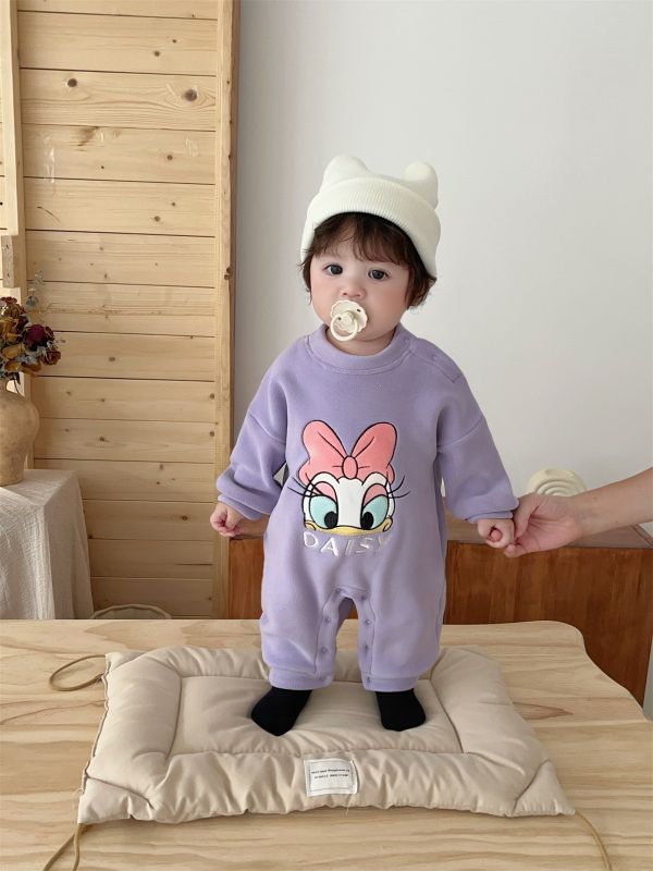 迪士尼刺繡加絨素色連身裝(4款) 