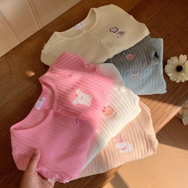 螺紋木耳捲邊可愛印花薄外套 