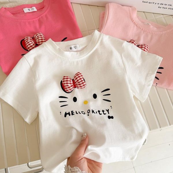 立體蝴蝶結貓咪印花上衣 