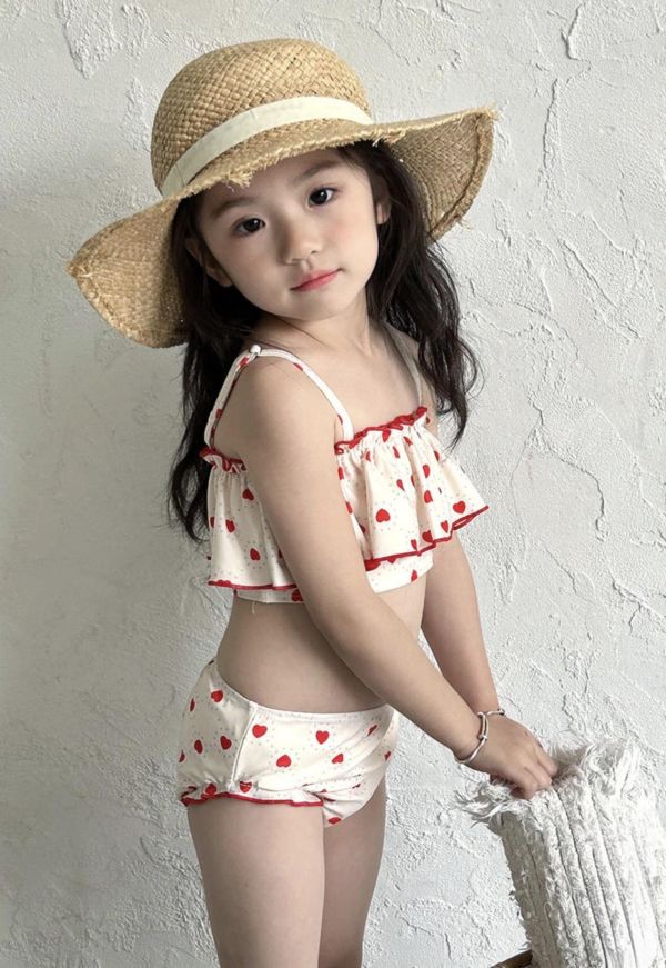 甜美愛心玩水游泳連身/套裝泳衣 