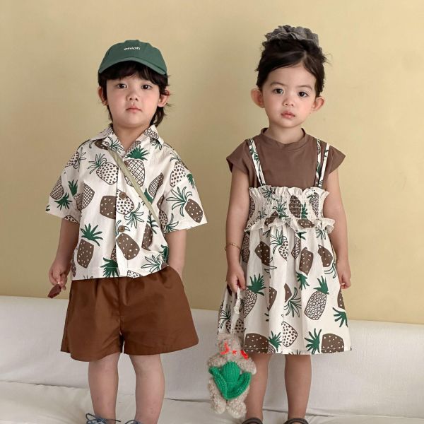 男女童夏日鳳梨兩件式套裝 