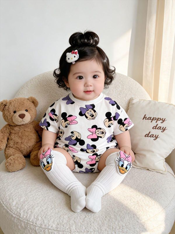 滿版米妮可愛印花包屁衣 