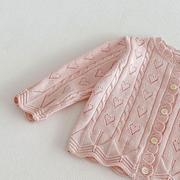 愛心簍空蘑菇針織開釦外套 