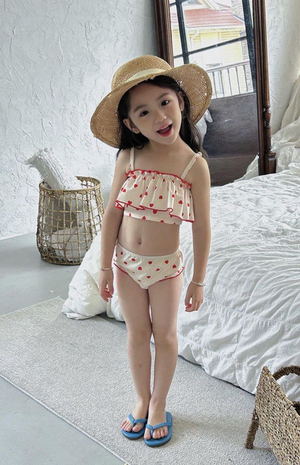甜美愛心玩水游泳連身/套裝泳衣 