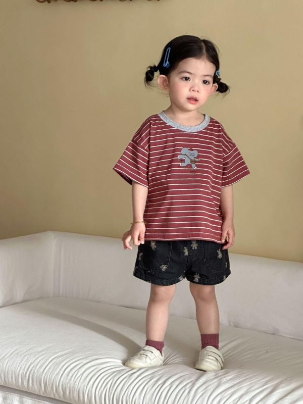 大象印花條紋寬鬆上衣 