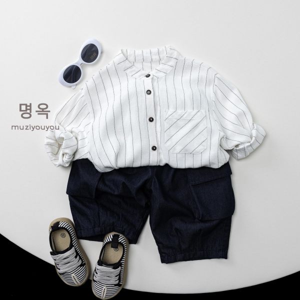 韓系素色雙口袋工裝長褲 