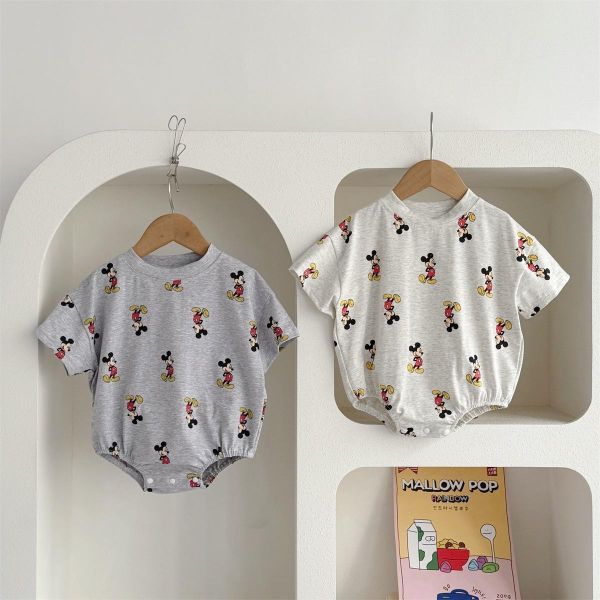 滿版米奇印花寬鬆包屁衣(2色) 