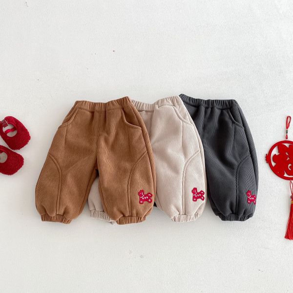 『現貨100cm』小馬刺繡燈芯絨加厚長褲 