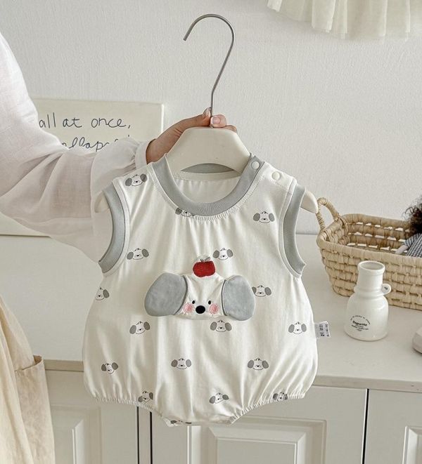 立體可愛狗狗背心式包屁衣 