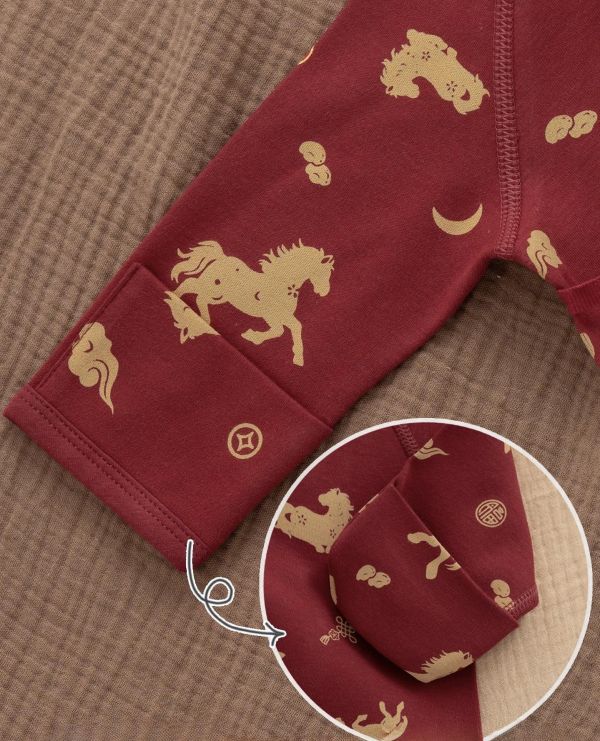 新生兒滿版小馬側開反包手連身裝 