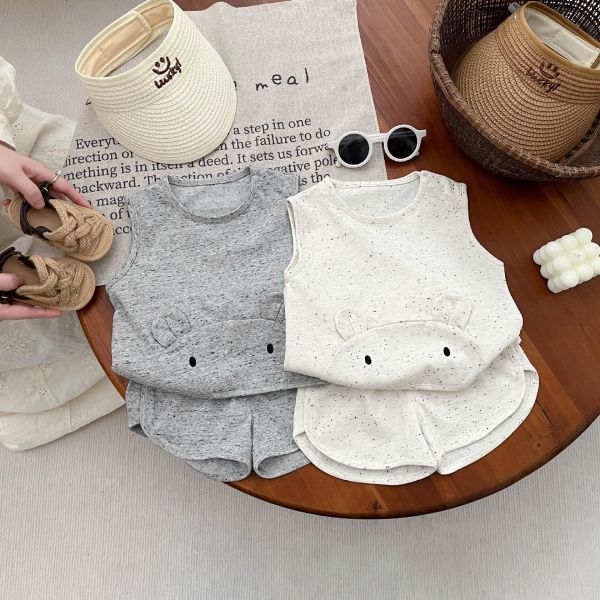 素色河馬造型背心式套裝 