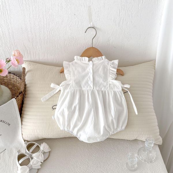 氣質碎花刺繡側綁繩包屁衣 