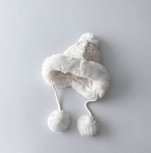 超可愛毛球護耳雷鋒毛帽 