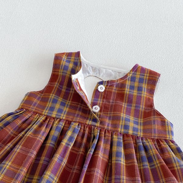 復古格紋微露背蝴蝶結包屁裙 